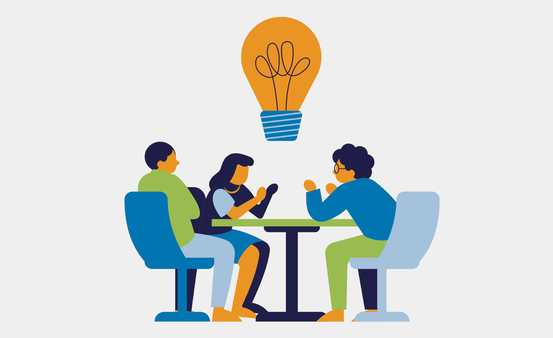 Grupa ludzi przy stoliku rozmów