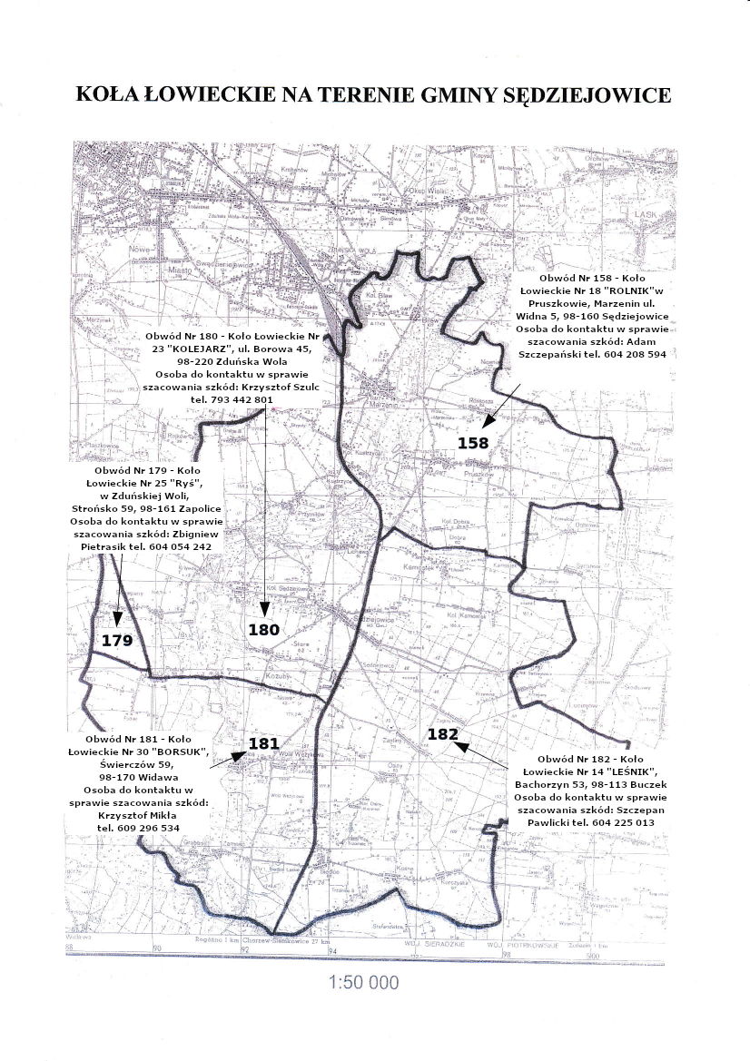 KOLA LOWIECKIE NA TERENIE GMINY SEDZIEJOWICE